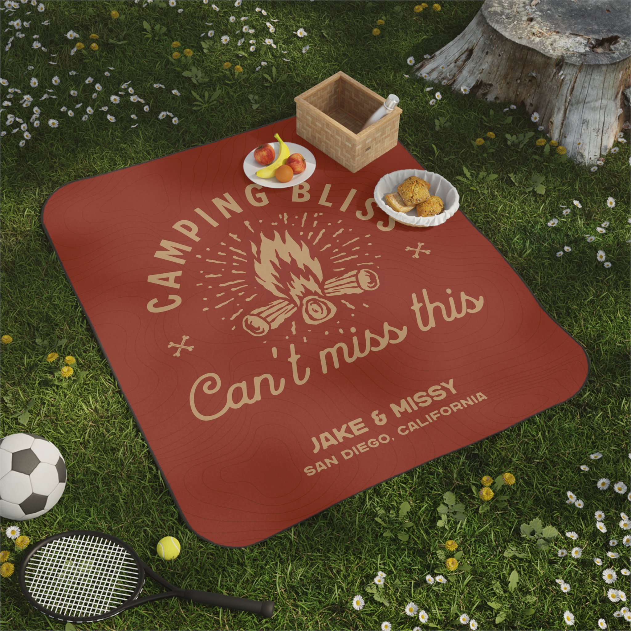 Camp Bliss Personalized Picnic Blanket by Truhaus Crafted